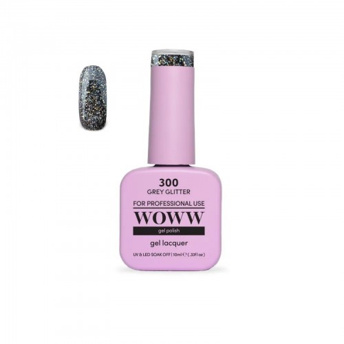 Ημιμόνιμο Βερνίκι New Woww Cosmetics 10ml Grey Glitter - 300
